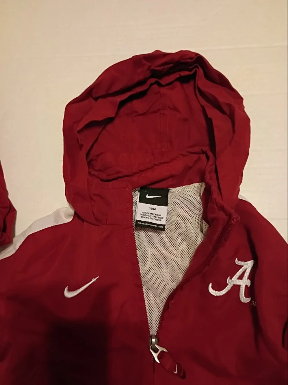 Nike Red and White Kids Jump Suit Hoodie Alabama Sz 18M